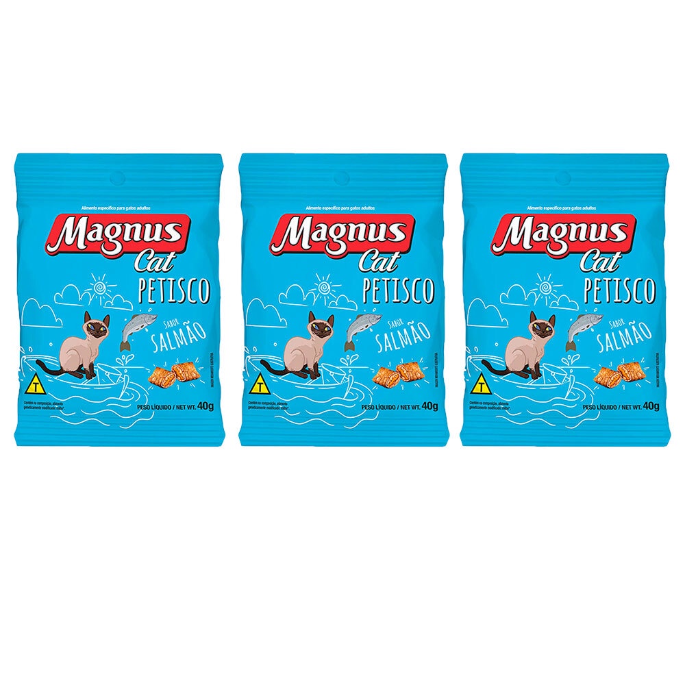 Kit com 3 Petisco Magnus Cat sabor Salmão 40g em Oferta na Shopee
