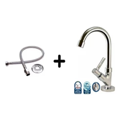 Torneira Lavatório Banheiro Bica Móvel 1/4v Metal + Flexivel