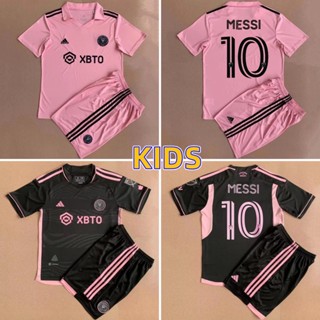 Novo 2023/2024 Camisa da equipe das crianças Kit Set Inter Miami Criança T-Shirt Camisa De Futebol Shorts Messi