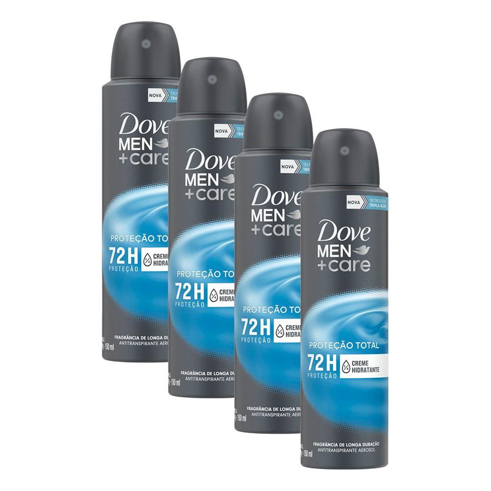 Kit 4 Desodorantes Aerosol Dove Men+Care Proteção Total 150ml em Oferta na Shopee