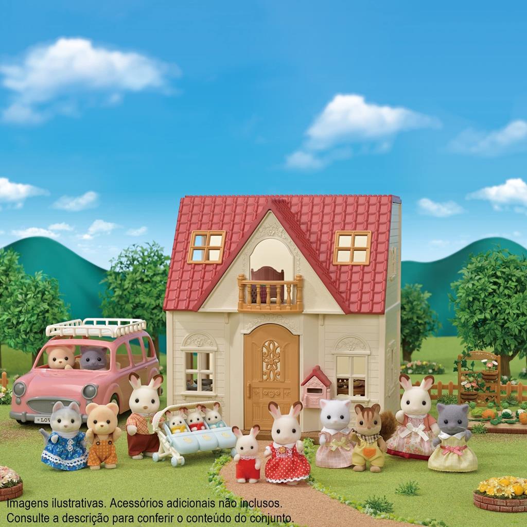Sylvanian Families Minha Primeira Casa Com Telhado Vermelho E Acessorios Coelhinha Chocolate  5567 - Epoch