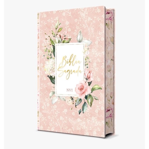 Bíblia Sagrada Flores NVI Rosa Lindas Capa dura Letra Normal
