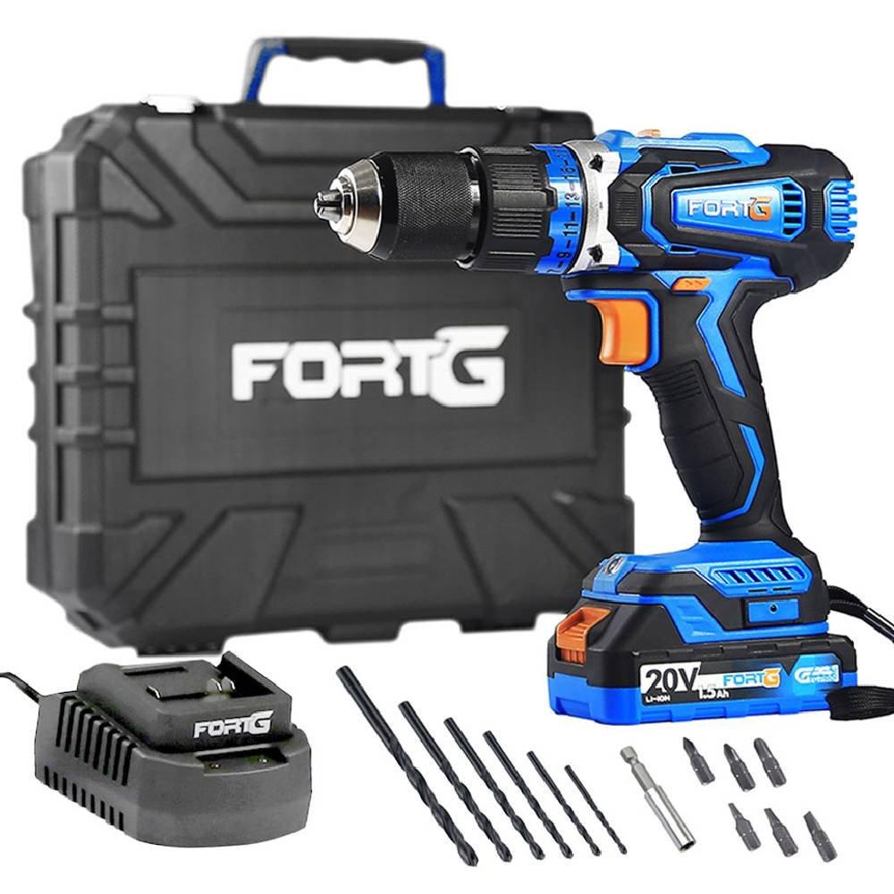 Furadeira Parafusadeira Impacto 1/2 Pol. 20VBateria Carregador Rápido Bivolt Maleta Acessórios FortG em Oferta na Shopee