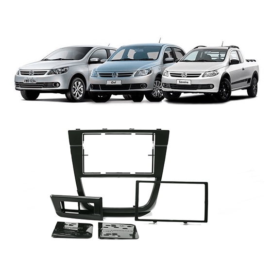 Moldura 2 Din Gol/Saveiro/Voyage G5 2008 a 2012 Preto com botões de vidro elétrico EPX 079 - JP/CH