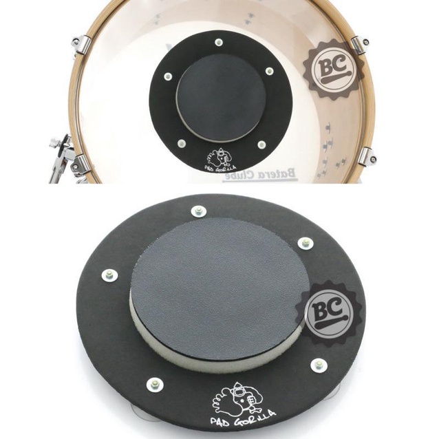 Abafador Gorilla PAB p/ Bumbos de 16¨ a 26¨ Cinza Emborrachado com Ventosas p/ Fixar em Peles Clear