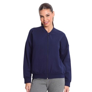Jaqueta Feminina Básica de Moletom Rovitex Azul