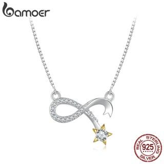 Colar De Fita Bamoer 925 Sterling Meteorológica Infinity Symbol Design Jóias Para Presentes Femininos