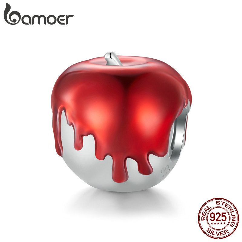 Bamoer 925 Sterling Sliver Charme De Óleo De Gotejamento Vermelho Pingente De Design De Maçã Para Bracelete DIY em Oferta na Shopee