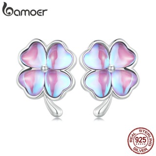 Brincos Bamoer 925 Sterling Sliver Quatro Folhas Desenho Da Sorte Do Trevo Para Presentes Femininos