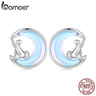Brincos Bamoer 925 Sterling Sliver Gato Lunar Design Para Presentes Femininos em Oferta na Shopee