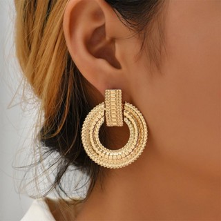 Brincos Redondos Exagerados Para Mulheres De Ouro Estilo Minimalista Vintage Cor Festa De Aniversário