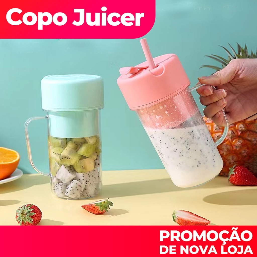 Copo Juicer Garrafa Juicer Liquidificador Elétrico Portátil Recarregável COPO 340ml Mixer Shake Misturador