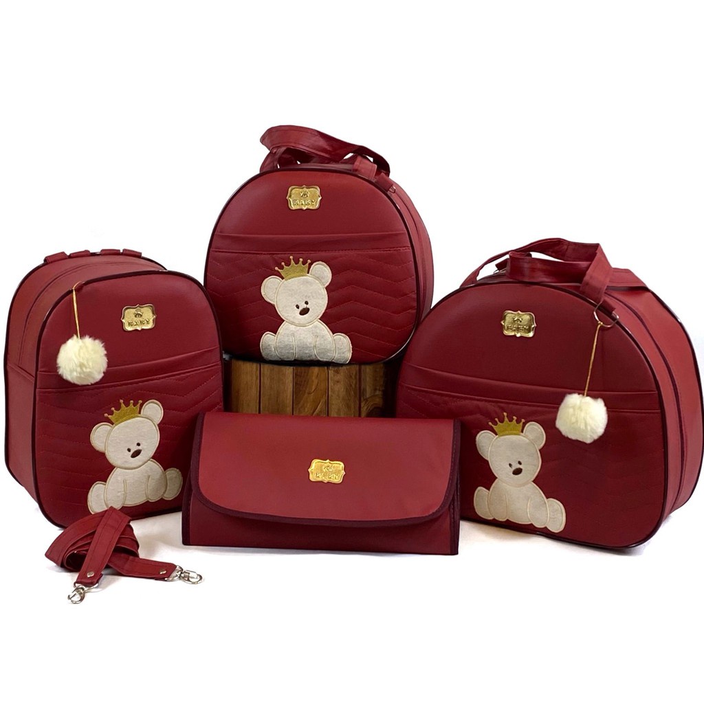 Kit Bolsas de Bebê Para Saída de Maternidade Ursinho + Mochila e Trocador