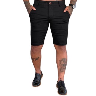 Bermuda Sarja Alfaiataria Skinny Preta Casual Premium Masculina Bolso Social Embutido Bermuda Preta