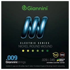 Kit 3 Encordoamento Guitarra Giannini Electric GEEGSTP09 Nickel Plus .009