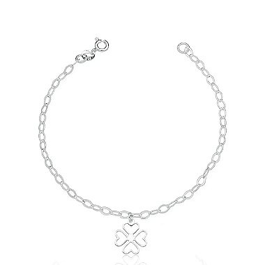 Pulseira de Prata 925 Feminina Trevo da Sorte Pendente em Oferta na Shopee