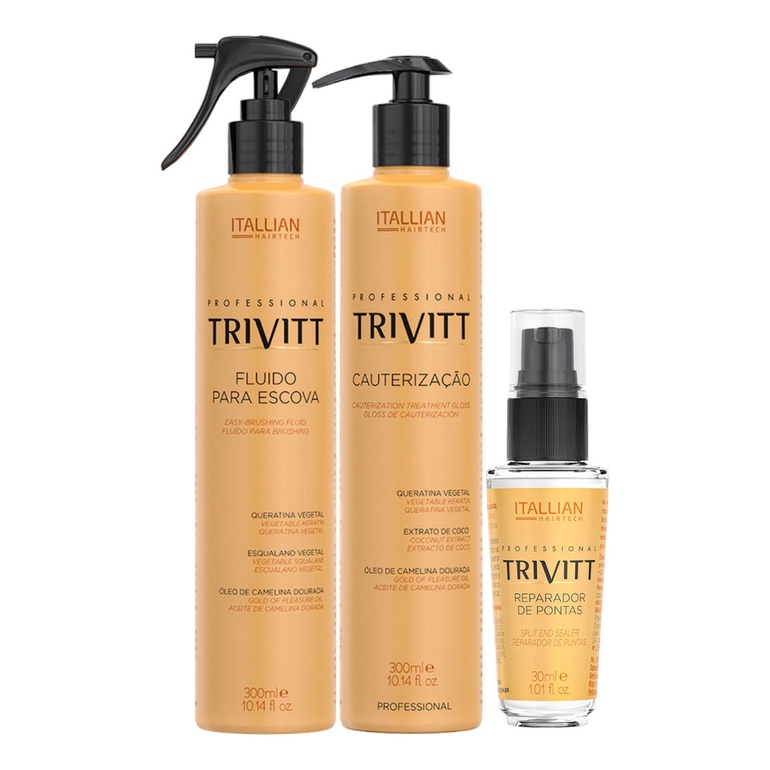 Kit Trivitt Itallian Cauterização + Fluido Escova +reparador em Oferta na Shopee