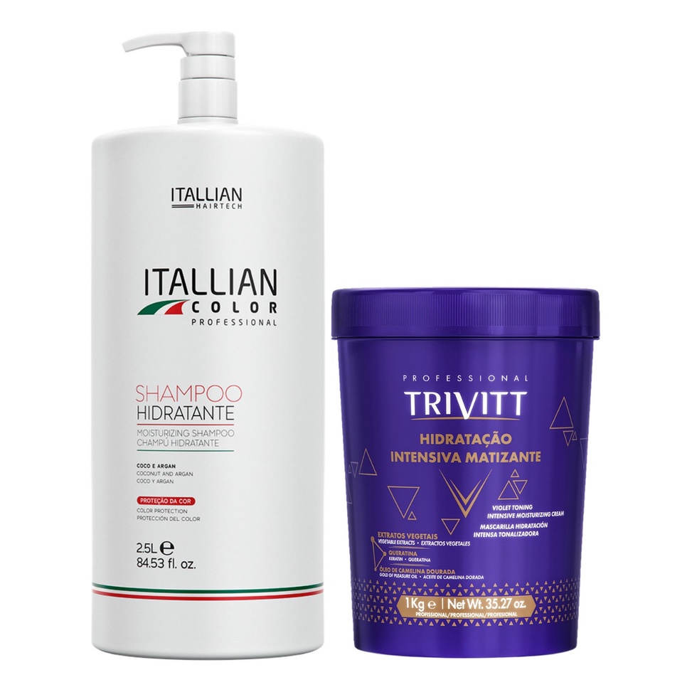 Shampoo Hidratante Itallian Color 2,5l + Másc. Matizante 1kg em Oferta na Shopee