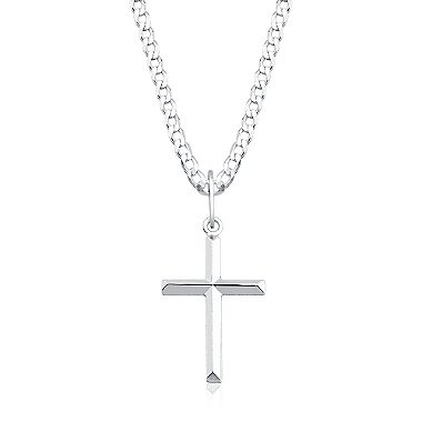 Cordão masculino de prata 925 grumet 60cm e 3mm Cruz facetada em Oferta na Shopee