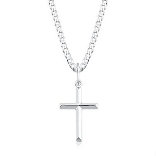 Cordão masculino de prata 925 grumet 60cm e 3mm Cruz facetada em Oferta na Shopee