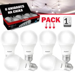 Kit 6 Lâmpada Led 9w Branco Frio E27 Bivolt Casa Comércio Avant