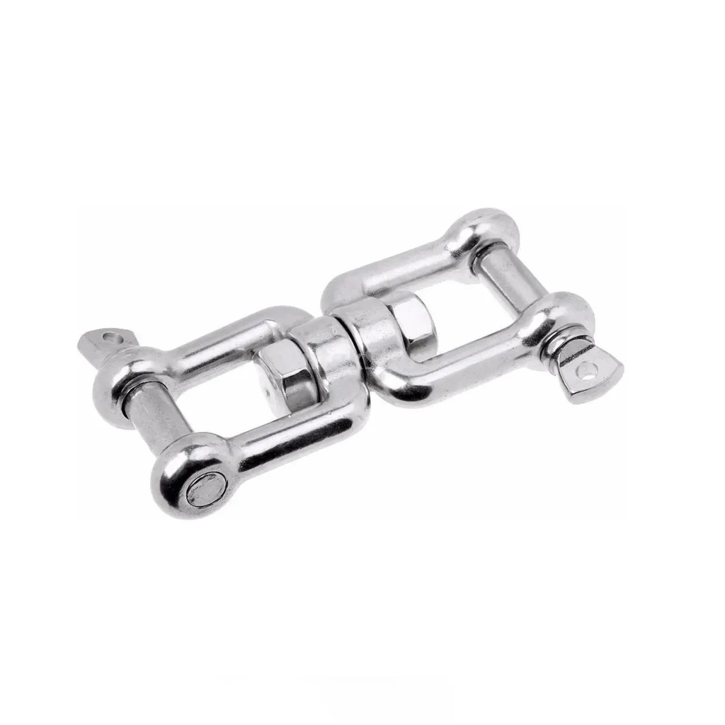 Manilha Dupla Inox Destorcedor 2 Parafusos 6mm Cabos Barco