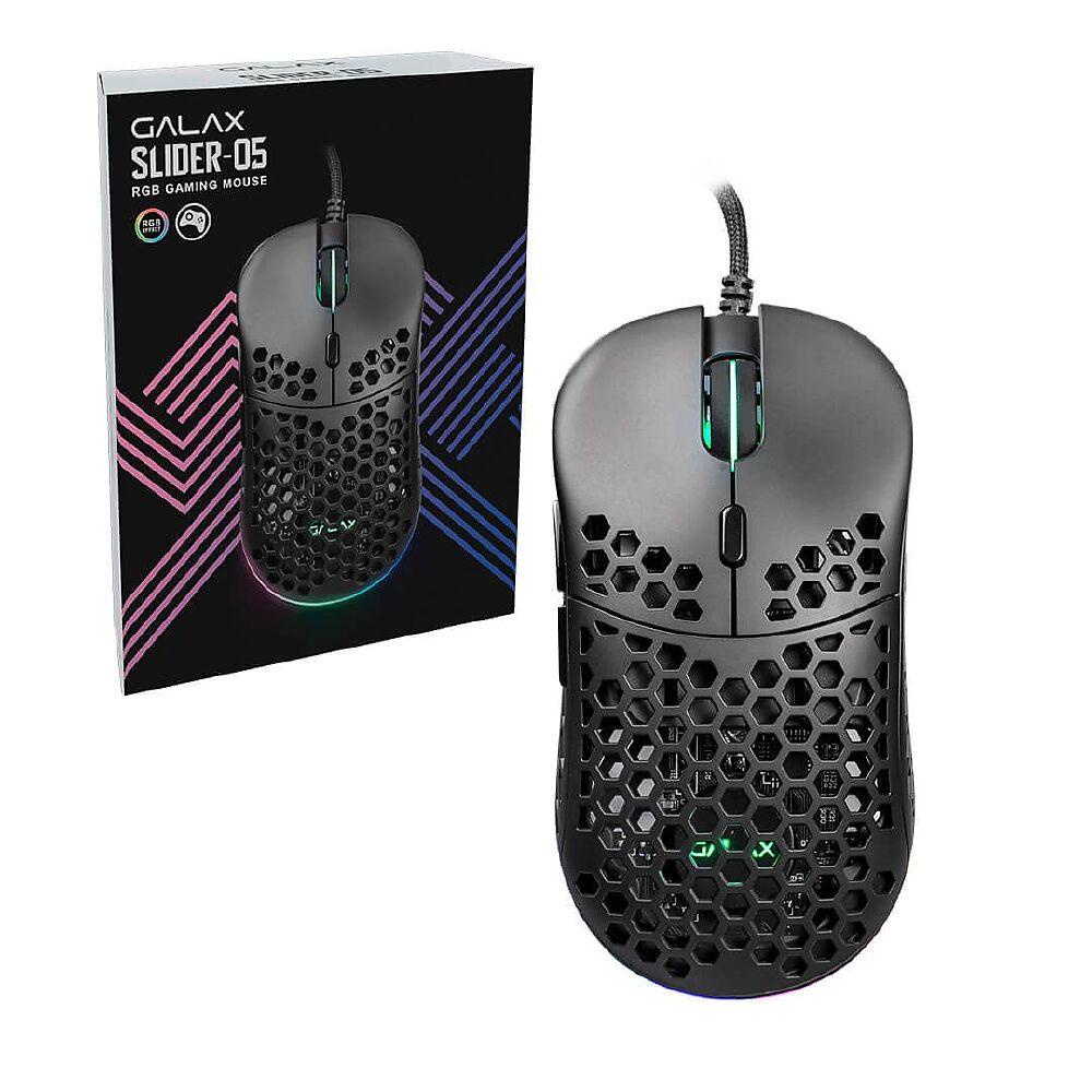 Mouse Gamer Galax Slider-05 Preto Ultra Leve 60g 10000 Dpi RGB Colmeia 6 Botões Macro USB — R$ 89,90 em Mercado Livre
