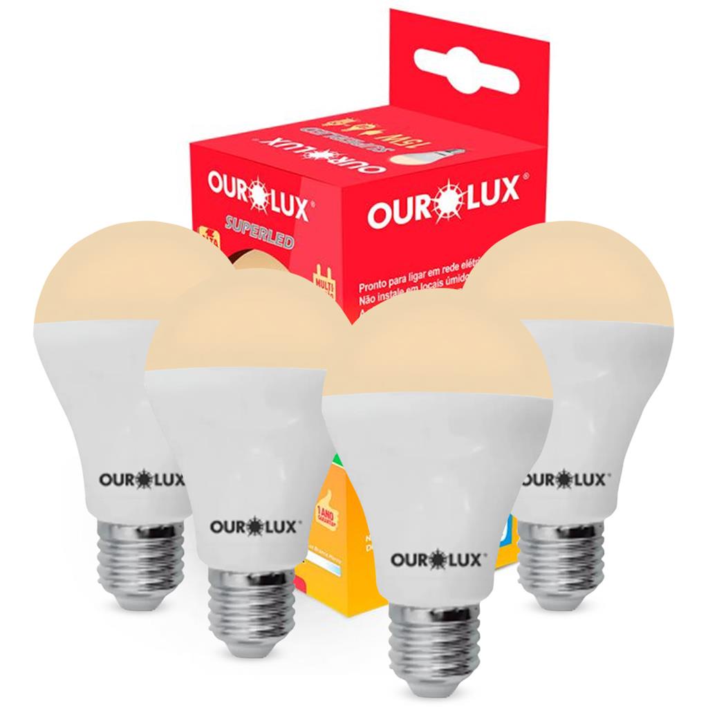 Kit 4 Lampadas Led Bulbo Alta Potencia A60 15W Bivolt 3000K em Oferta na Shopee