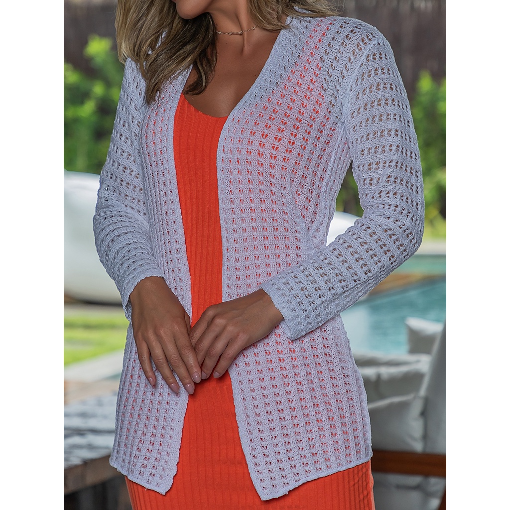 Casaquinho Cardigan Tricot Feminino Blusa Tricô Manga Longa LISO em Oferta na Shopee