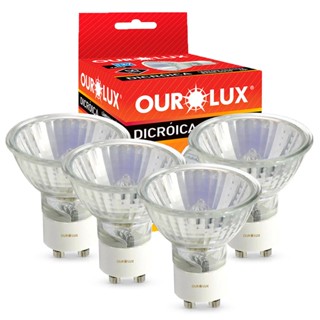 Kit 4 Lampadas Halogena Dicroica Mr16 50W 127V Gu10 2800K