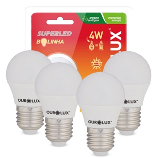 Kit 4 Lampadas Led Bolinha G45 4W 2700K Luz Amarela Ourolux em Oferta na Shopee