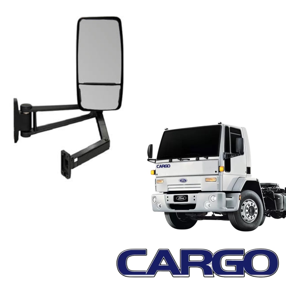 Espelho Retrovisor Completo Ford Cargo 2009+ Direito Convexo Bifocal