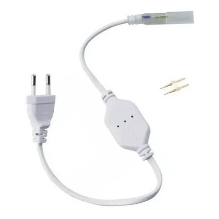 Adaptador Cabo Conector Plug Tomada Rabicho Fonte Fita Neon Mangueira de Led Chata Bivolt
