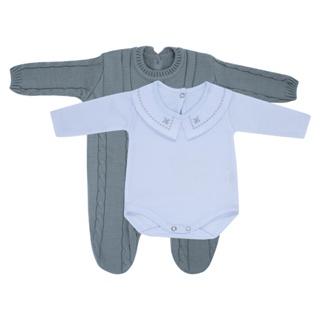 Kit Macacão Trança Cinza com Body Gola Bordada DU em Oferta na Shopee