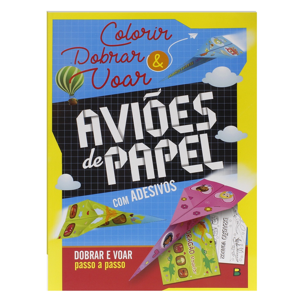 Livro Infantil Colorir e Dobrar: Aviões de Papel - Dobradura Origami Aviãozinho - Com adesivos em Oferta na Shopee