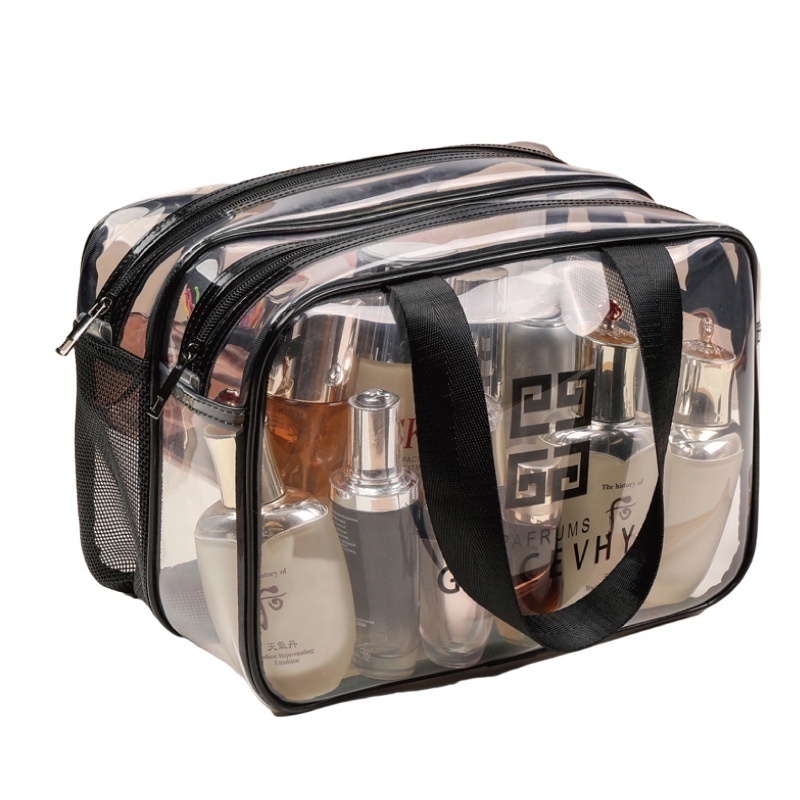 Bolsa De PVC Transparente Para Cosméticos Impermeável Portátil De Média Capacidade Viagem/...