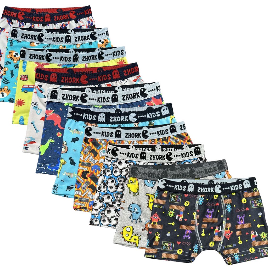 Kit 10 Cuecas Box Boxer Microfibra Infantil Original Qualidade em Oferta na Shopee