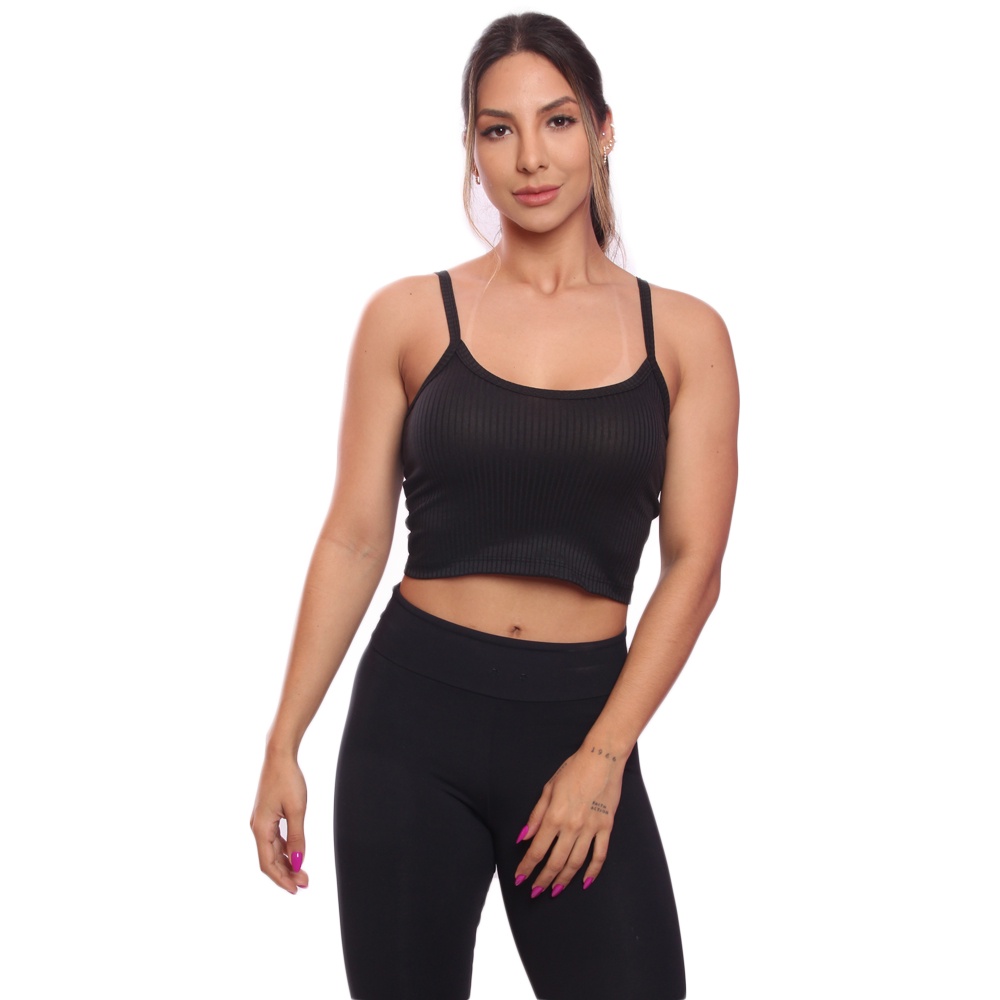 Top Cropped Alcinha Canelado Feminino Lisa Blusa Blusinha Básica Treino Academia