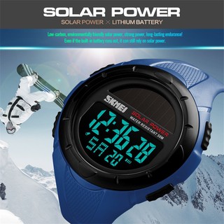 Skmei Relógio De Pulso Esportivo Masculino À Prova D'água Com Energia Solar LED Digital 12/24 Horas