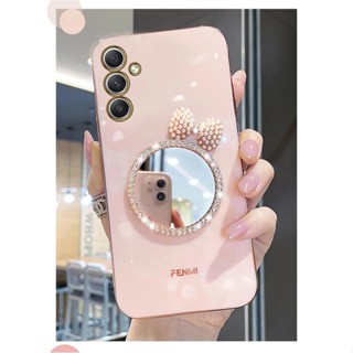 A 34 Caixa De Telefone Com Espelho De Diamante Para A34 A54 5G A21S A20S A10 A10S A12 A13 A14 A750 A23 A01 A02 A03 A04 Tampa Traseira Do Suporte