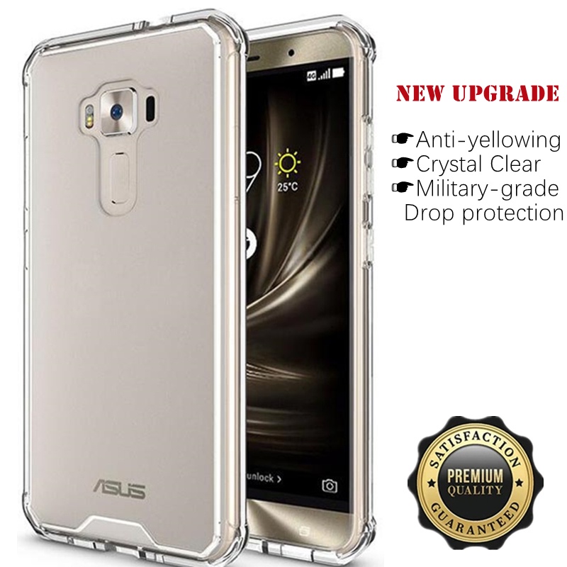 【 Crystal Clear 】 For ASUS ZenFone 3 ZE520KL ZA520KL Z017DB Z017D Z017DA Z017DC Capa De Gel De Borracha Macia Transparente De Grau Militar Anti-Riscos Pele Da Tampa Traseira Resistente A Arranhões