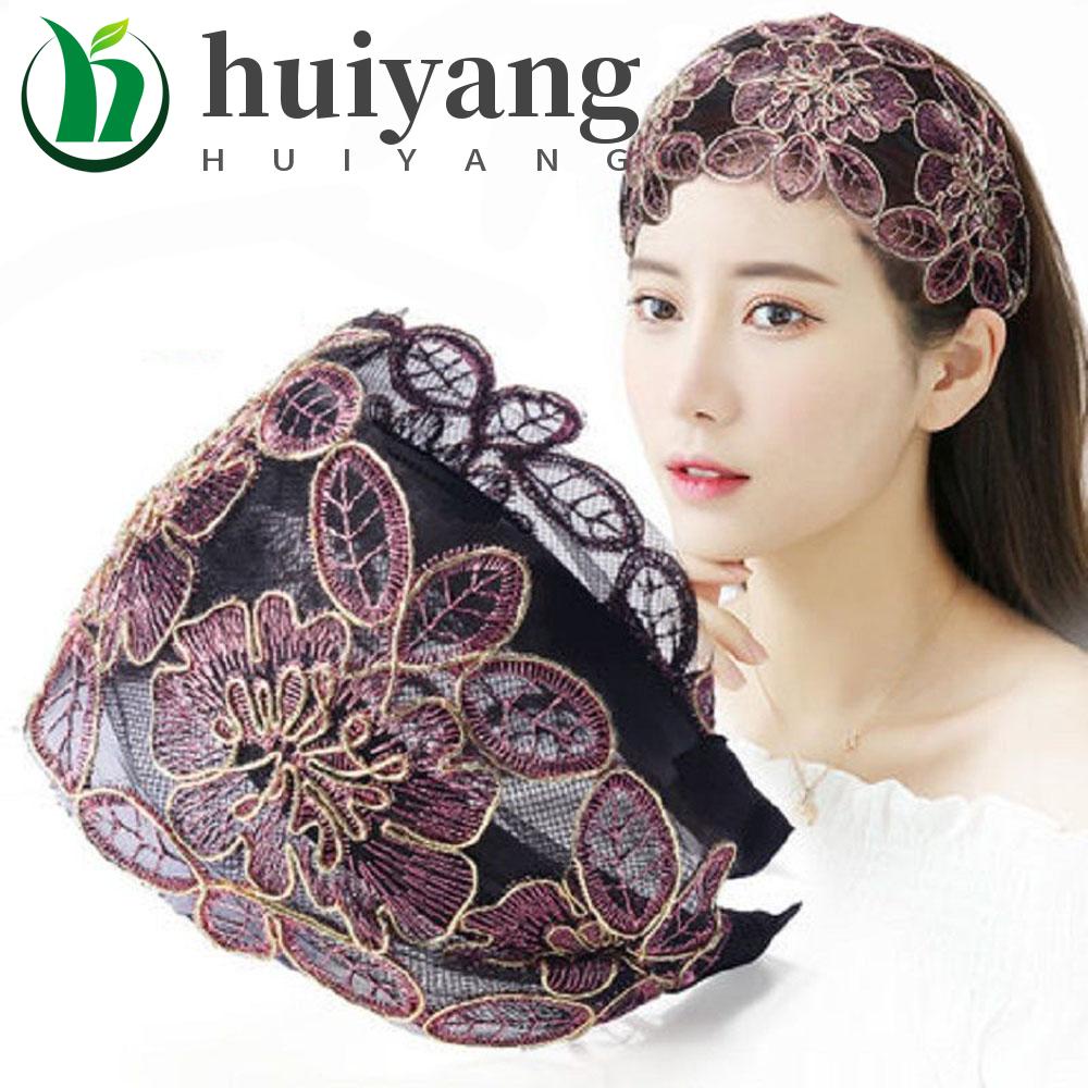 HUIYANG Faixas De Cabelo De Verão Ajustáveis De Seda Larga Não Deslizante Floral De Cabeça Impressa