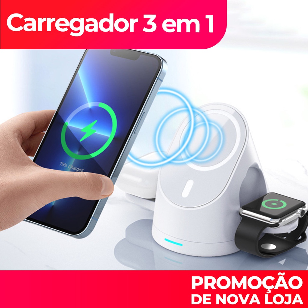 3 Em 1 Carregador Sem Fio 15W Magsafe Estação De Carregamento Rápido iphone/iwatch/ipods Carregamento magnético Presente