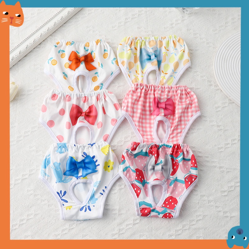 Calça Fisiológica Gráfica Fofa Para Cães Fêmeas Vestir Durante O Período Menstrual