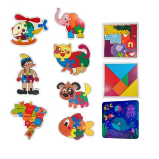 Quebra Cabeça Mdf Brinquedo Pedagógico Infantil Educacional De Animais em 3D