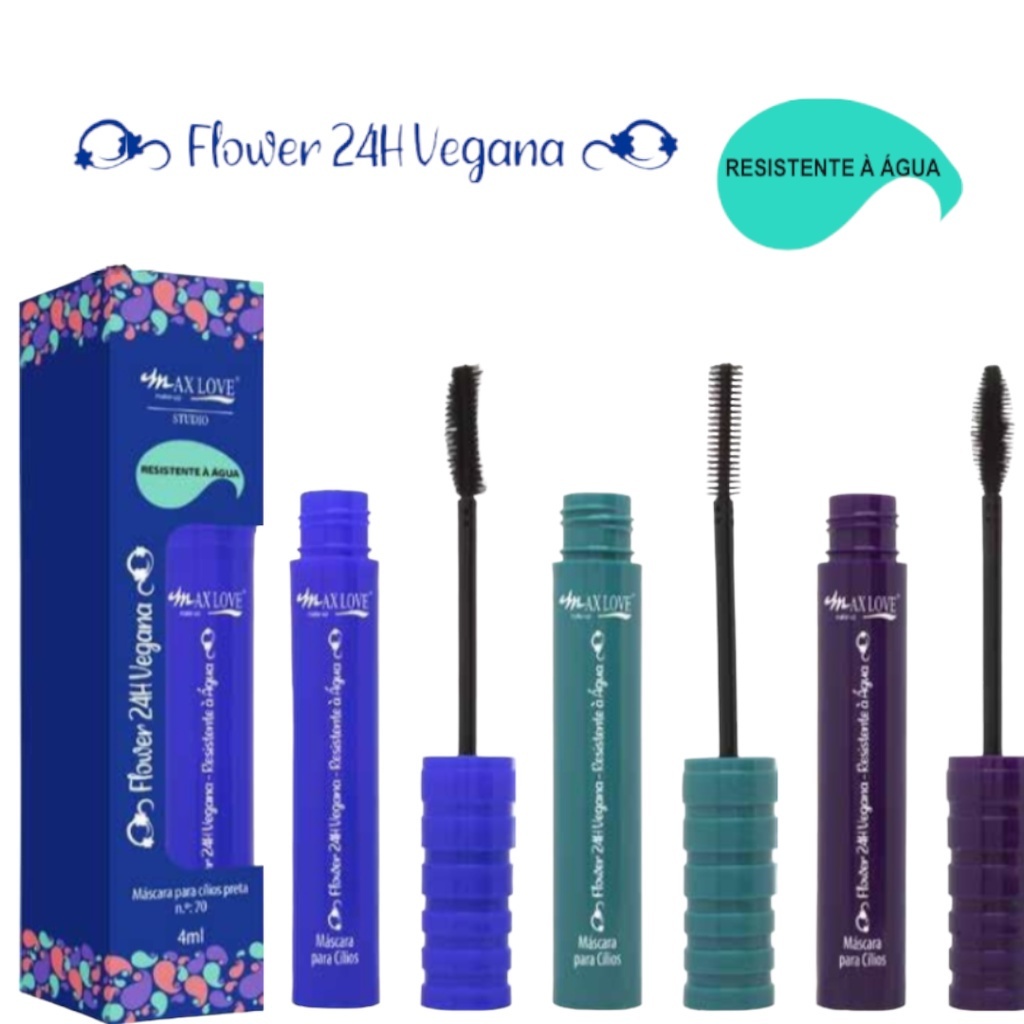 Máscara para Cílios Flower 24 Horas Vegana Resistente à Água Max Love