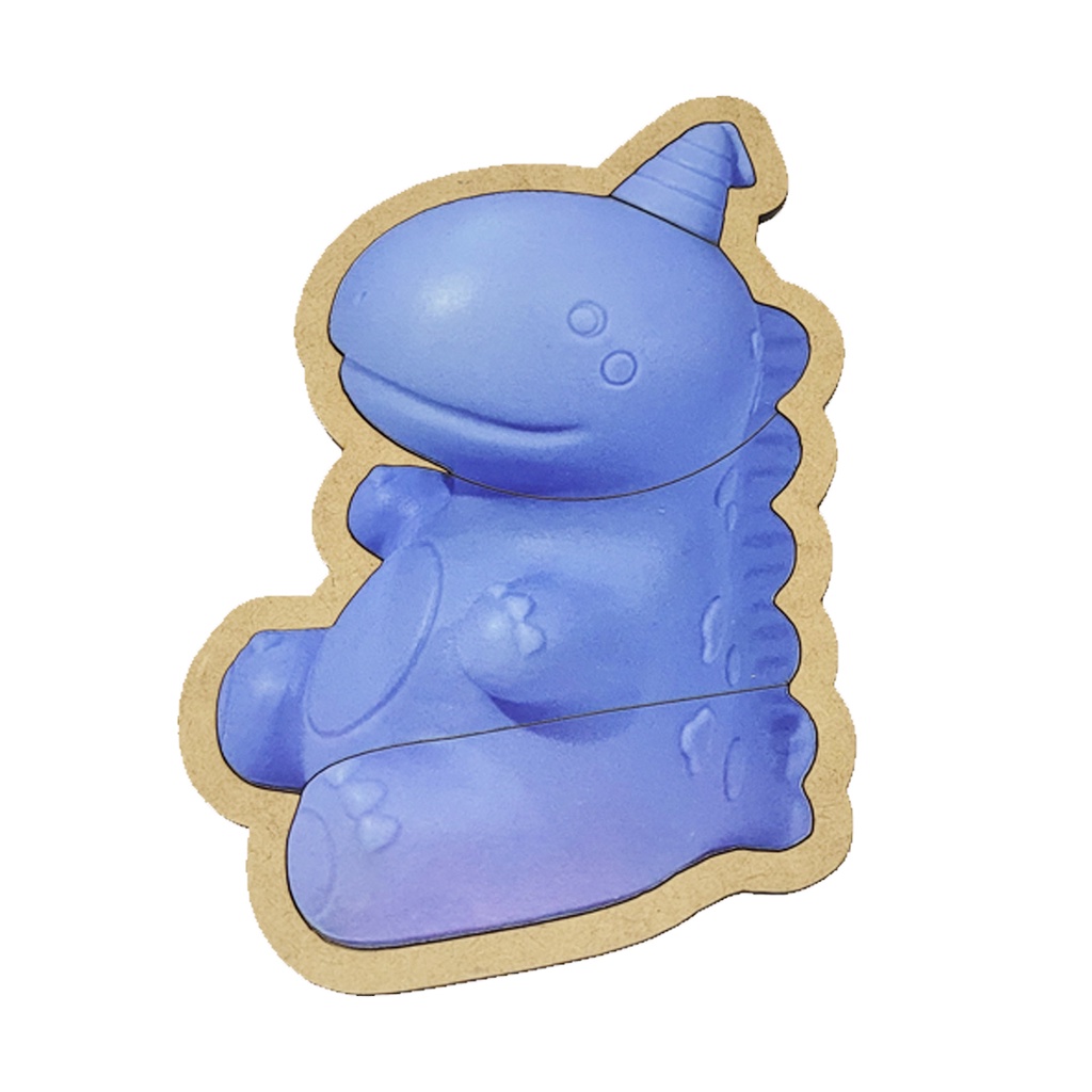 Brinquedo Infantil Educativo Quebra Cabeça Dinossauro Azul Madeira Mdf