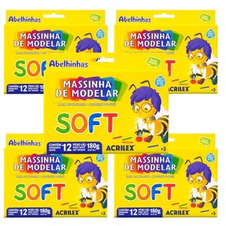 Massinha de Modelar Soft 12 Cores - Kit com 5 Caixas - Acrilex