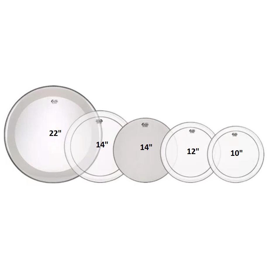 Kit de Peles Remo Encore Pinstripe Tons 10¨,12¨,14¨, Bumbo 22¨ Powerstroke, Caixa 14¨ (10630) 