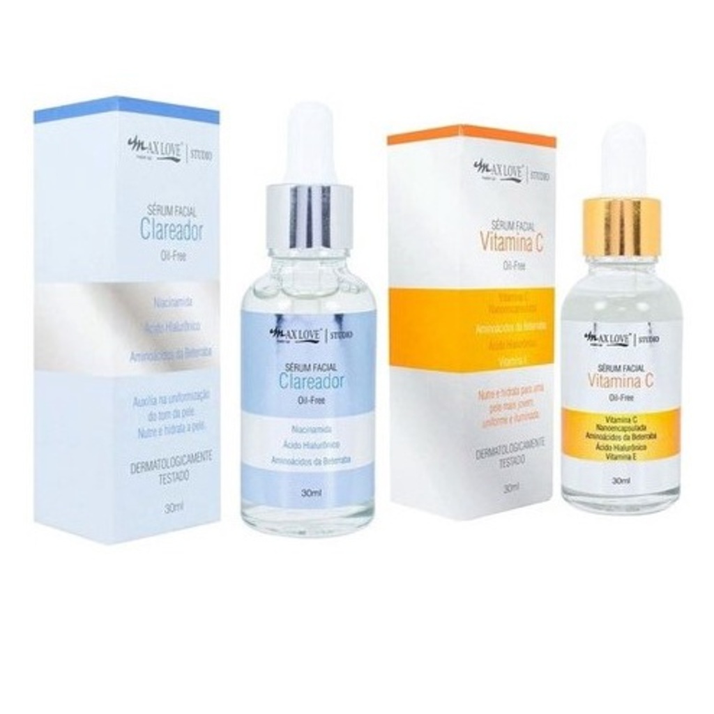 Kit com 2 Séruns - 1 Serum Vitamina C + 1 Serum Clareador - Max Love